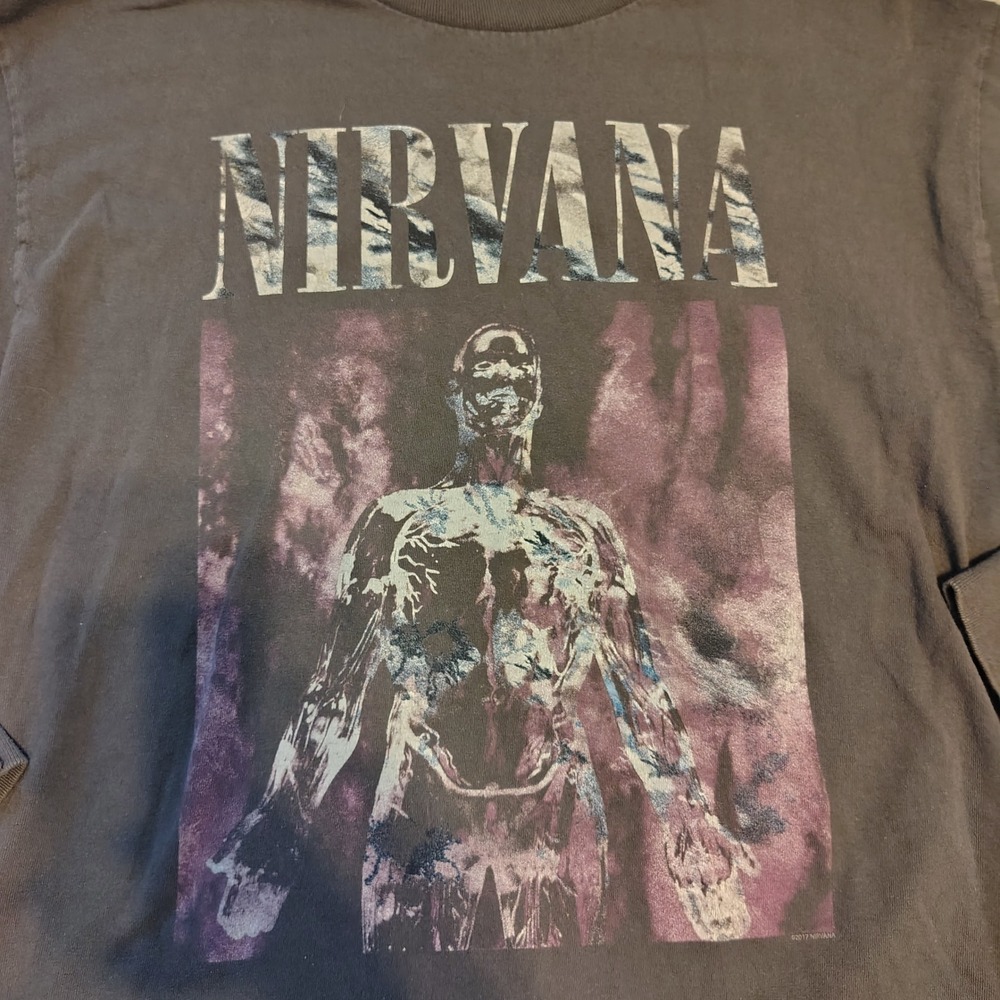 Nirvana Sliver Long Sleeve Graphic T-Shirt Mens Large Charcoal Grey Band Tee 17